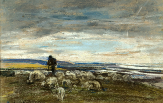 Boudin: Paturage aux moutons, cote normande painting of a shepherd with their sheep