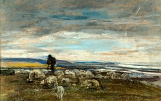 Boudin, painting of a shepherd with their sheep