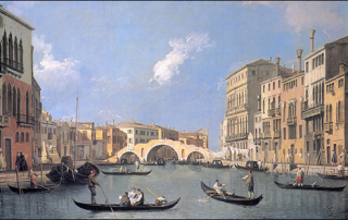 Giovanni Antonio Canal: View of the Rio di Cannaregio with the Ponti dei Tre Archi