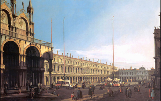 Giovanni Antonio Canal: View of the Piazza San Marco from the Campo Basso