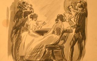 Constantin Guys (1802-1892), Dans la Loge, 19th century, Ink and wash on paper, 8 ¼” x 9 ¾”, Gift of Dr. and Mrs. Michael Schlossberg, Collection of Oglethorpe University Museum of Art