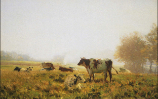 Jules Montigny: Cows in a Misty Meadow
