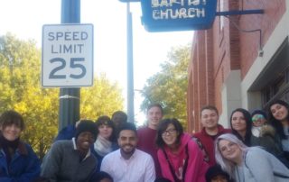 OU students gather for a group photo in front of Ebenezer Baptist Church in Atlanta, GA