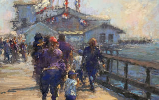 Pastel artwork - "Sunday Walk at the Pier"