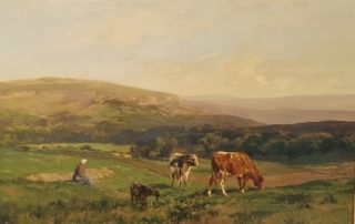 Clément Charles-Henri Quinton (French, 1851-1921), Landscape with Shepherdess and Herd, Oil on canvas laid on panel, Gift of John Daniel Tilford in memory of Belle Turner Lynch ('61, H'10), Collection of Oglethorpe University Museum of Art