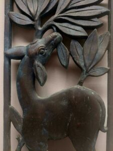 Image credit: Fritz Paul Zimmer (German American 1884-1975), One of two deer design fireplace screens, Bronze, Dimensions various, Date unknown, Courtesy of the Philip Weltner Library Archives, Collection of Oglethorpe University