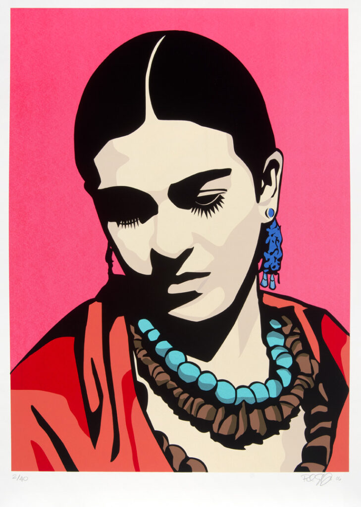 Raul Caracoza, Young Frida (Pink), 2006. Screenprint, 26 1/8 x 26 1/8 in (image). Collection of the McNay Art Museum, Gift of Harriett and Ricardo Romo, 2009.42. © Raul Caracoza